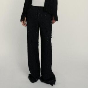 Zara Limited Edition Textured Wide Leg Sequin Pants, Size S